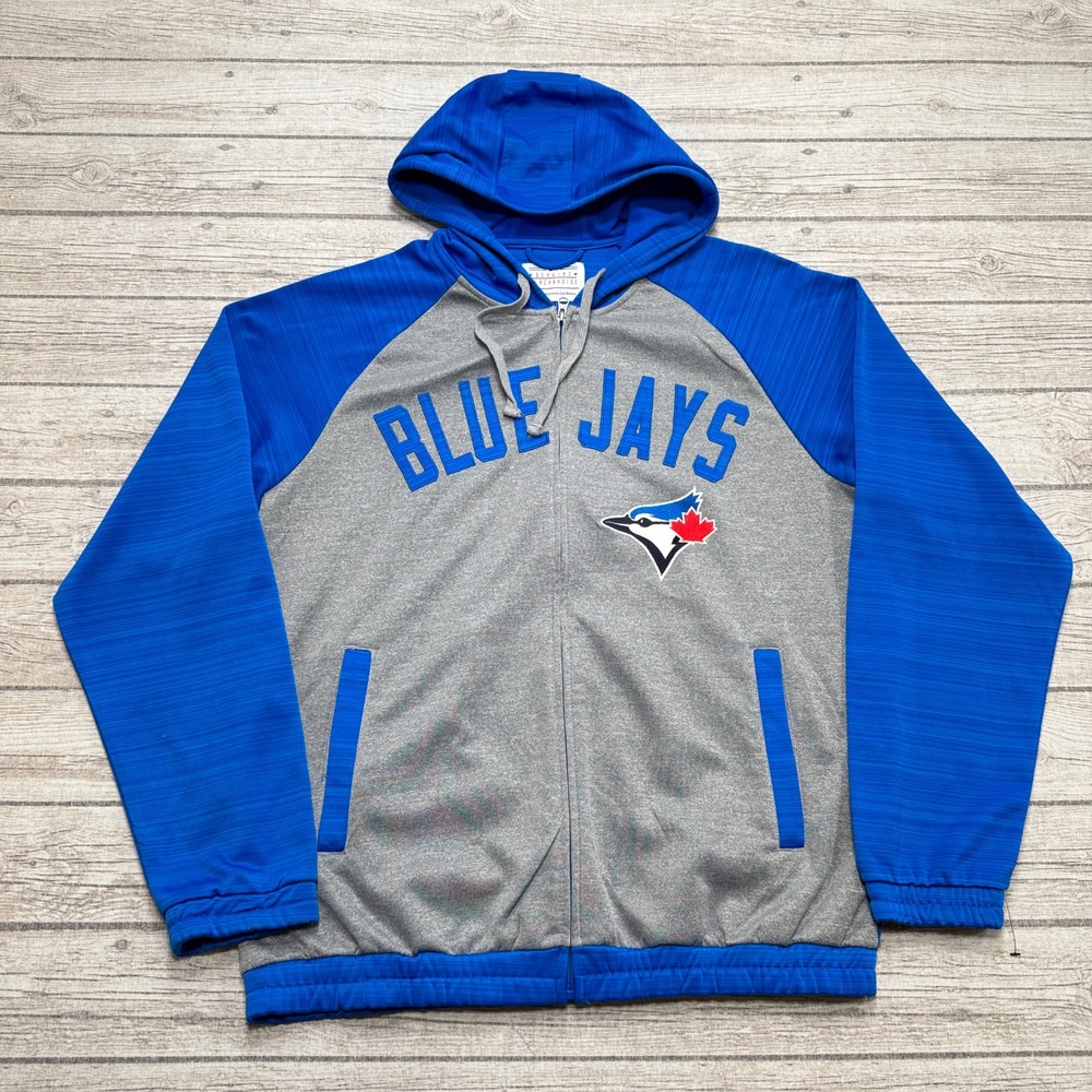 Toronto Blue Jays Hoodie Men's Large Blue Gray Full Zip Athletic Baseball MLB